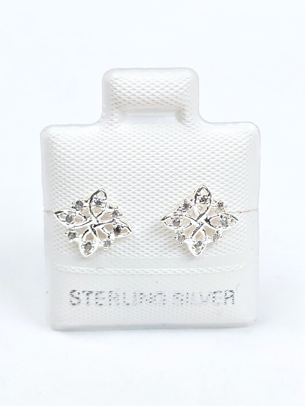 925 Sterling Silver Witch Knot CZ Stud Earrings Geometric Celtic Broquel 9mm